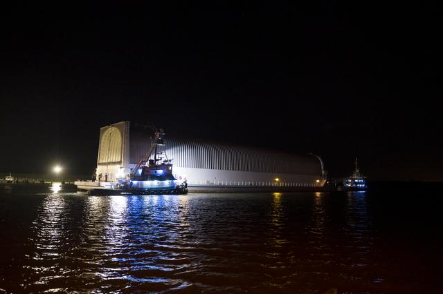 NASA image: NASA’s Pegasus Barge Stops at MAF with Artemis I Rocket Hardware